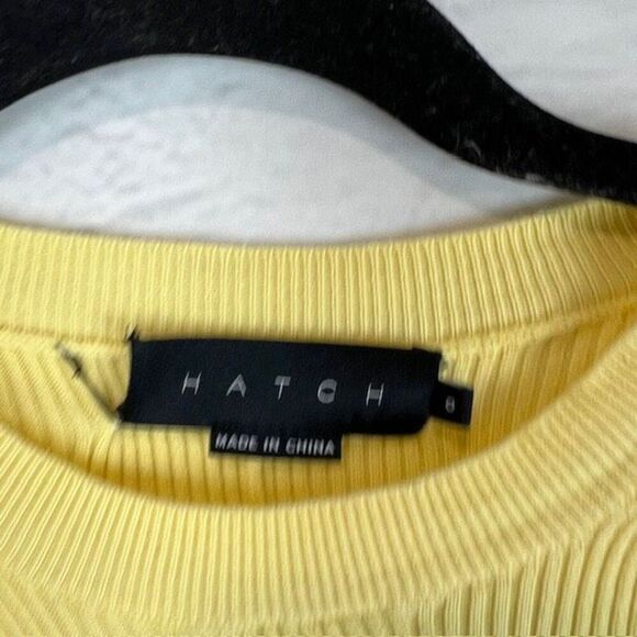 Hatch Maternity Yellow Ribbed Knit Midi Dress Size S Short Sleeve - Picture 3 of 7